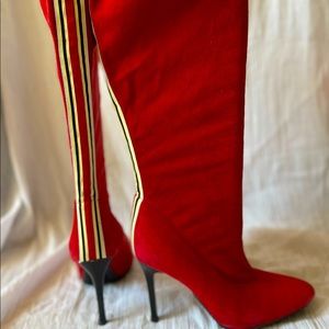 Steven knee high suede racing stripe boots